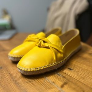 Talbots Izzy Knot Nappa Espadrilles Leather Yellow Slip On Flats